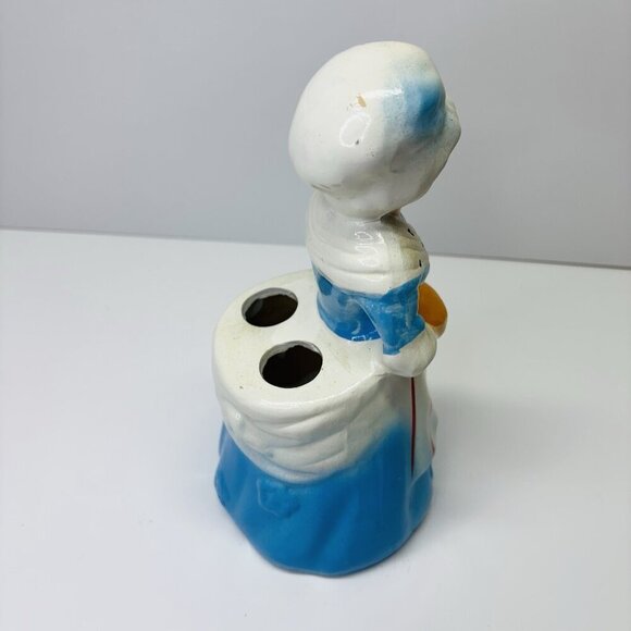 Vintage Kitchen Utensil Holder Home Sweet Home Old Lady Grandma White Blue 9.5" - Picture 7 of 12